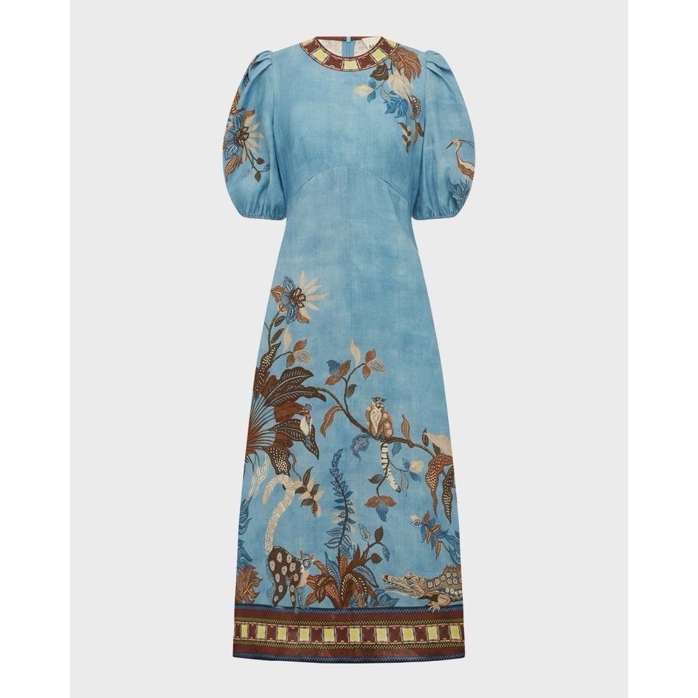 ALÉMAIS Georgie Linen Midi Dress MSRP $590 NWT SIZE 8